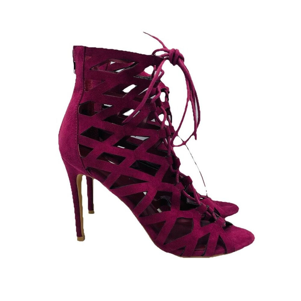 Charlotte Russe Shoes Womens Size 8 Maroon Coco Stiletto High Heels Lace Booties